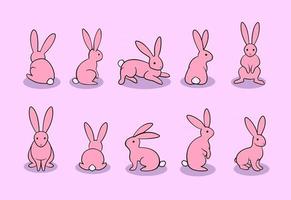 Rosa Hase Vektor-Illustration, Reihe von Kaninchen, isoliert vektor