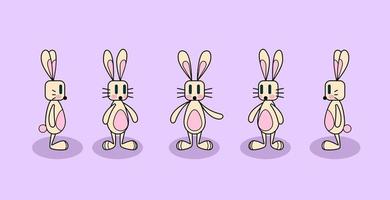 vektor kanin illustration set, kaninsamling, isolerad på rosa