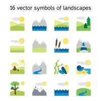 Sammlung von Landschaftssymbolen. Natursymbole vektor