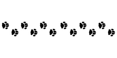 sällskapsdjur Tass svart grafik spår. sömlös gräns med inhemsk hund eller katt söt fotspår silhuett. vektor illustration isolerat på vit bakgrund.