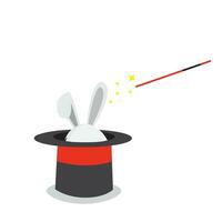 vektor illustration kanin i magi hatt. platt ikon