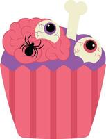 Zombie Gehirn Halloween Cupcakes Illustration vektor