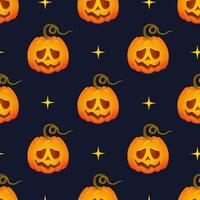 Vektor Halloween nahtlos Muster mit Kürbis. Halloween Party. unheimlich und komisch Gesicht.