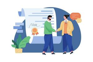 Kunden-Handshaking mit einem Marketing-Agenten vektor