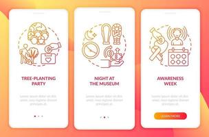 Wohltätigkeits-Fundraising-Veranstaltungen Onboarding mobiler App-Seitenbildschirm vektor