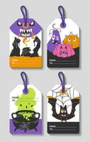 einstellen von Halloween Geschenk Stichworte. Vektor Illustration. eben Urlaub Symbole. druckbar Gruß Karten Illustration. hell Design zum Halloween im traditionell Farben.