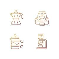 Kaffebryggare gradient linjär vektor ikoner set