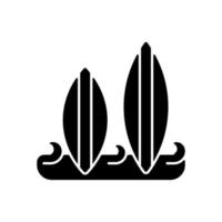 Surfbrett schwarzes Glyphensymbol vektor