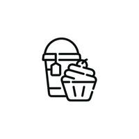 muffin och dryck linje ikon. snabb mat linje ikon isolerat på vit bakgrund vektor