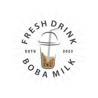 Boba trinken Logo, Milch Tee süß Boba Perle Gelee trinken Blase Vektor einfach minimalistisch Design