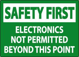 säkerhet först tecken elektronik inte tillåtet bortom detta punkt vektor