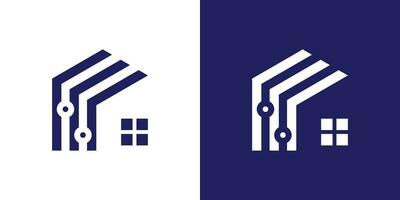 Internet Kabel Logo Design kombiniert mit ein Haus Gebäude. vektor