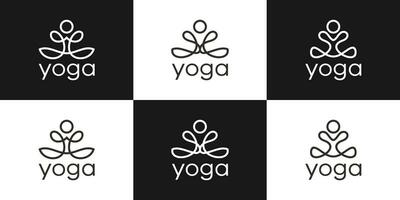 Yoga Logo Design Linie Vektor Illustration