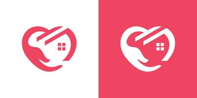 Gesundheit Haus Logo Design mit Hand, Haus und Herz Elemente. vektor