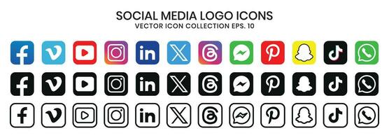 ikoner logotyp i internet samling av populär vektor redaktionell.