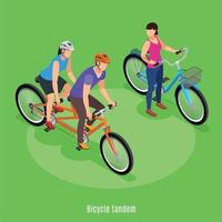 Fahrrad-Tandem isometrische Hintergrund-Vektor-Illustration vektor