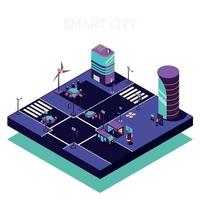 elektrische stadt isometrische zusammensetzungsvektorillustration vektor