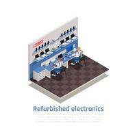 renoverad elektronik isometrisk komposition vektorillustration vektor