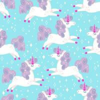 sömlös vektor mönster unicorns lila huvud illustration