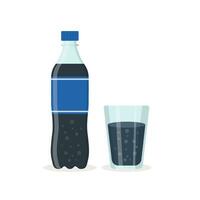 Limonade trinken Symbol im eben Stil. Plastik Flasche und Trinken Glas Vektor Illustration auf isoliert Hintergrund. Wasser Getränk Zeichen Geschäft Konzept.