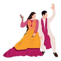 Vektor indisch Hochzeit Paar Illustration zum Hochzeit Einladung Karte