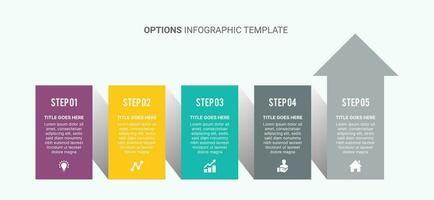 fem bearbeta steg pil företag infographic mall vektor
