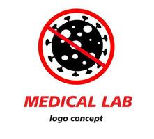 medizinisch Labor Logo Konzept, Logo Vorlage, medizinisch Logo Zeichnung Attrappe, Lehrmodell, Simulation Vektor Illustration