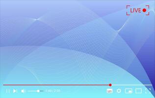 multimedia video spelare med blå vågig bakgrund, leva strömning omslag, vektor illustration