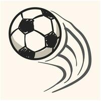 fliegend Fußball Ball im Gekritzel Stil, gut Qualität Linie Kunst mit Sahne Hintergrund vektor