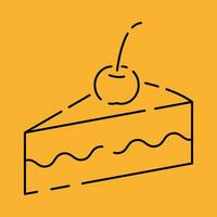 Linie Urlaub das Erntedankfest Tag Symbol. Herbst saisonal Urlaub modern Linie Symbol zum Netz und Handy, Mobiltelefon. das Erntedankfest Abendessen Essen Zeichen Symbol. Kuchen Scheibe und Kirsche. vektor