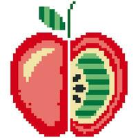 Apfel Karikatur Symbol im Pixel Stil. vektor