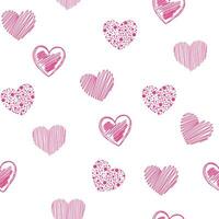 rosa hjärta sömlös mönster. bakgrund av hjärta ikon hand dragen vektor för kärlek logotyp, hjärta symbol, klotter ikon, hälsning kort och hjärtans dag. målad grunge vektor form