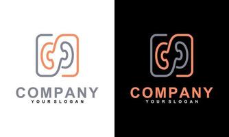 Illustration Vektorgrafik von zwei Ohren Logo Emblem Vektor für die Kommunikation im Gesundheitswesen oder Firmenlogo