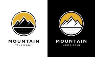 ilustration vektorgrafik av logo design koncept vintage sun mountain sunrise camp äventyr vektor