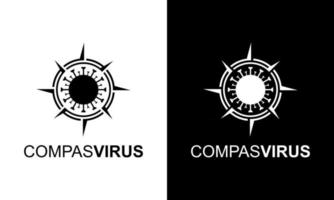 ilustration vektorgrafik av kreativ kompass och corona virus koncept logotyp formgivningsmall vektor