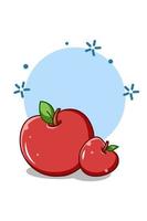 süße große Äpfel Symbol Cartoon Illustration vektor