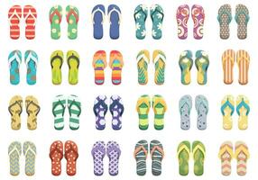 Flip Flops Symbole einstellen Karikatur Vektor. Sommer- Strand vektor