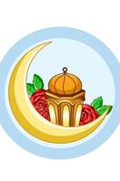 goldener mond mit laterne bei ramadan mubarak karikaturillustration vektor