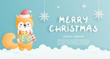 Weihnachtskarte, Feiern mit süßem Fuchs vektor