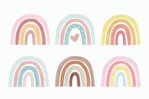 akvarell pastellfärg regnbågar set vektor
