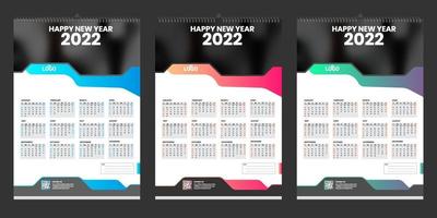 Einzelwandkalender 2022 Vorlagendesign mit Platz für Foto vektor