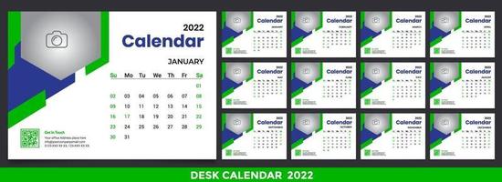 Kostenlose Tischkalender 2022 Vorlage Designidee, Kalender 2022, 2023 vektor