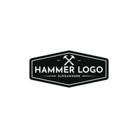 Hammer Logo Design Jahrgang retro Stil vektor