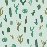 Vektor sömlöst mönster med kaktus. Upprepad konsistens med gröna kaktusar.