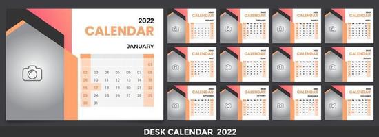 gratis skrivbordskalender 2022 mall designidé, kalender 2022, 2023 vektor