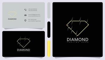 lyxig guld diamant logotyp och visitkort vektor