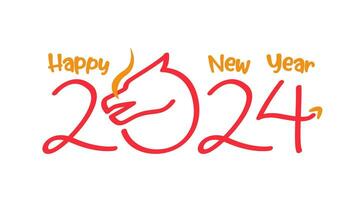 2024 Typografie Text Logo mit ein Drachen Konzept glücklich Neu Jahr vektor