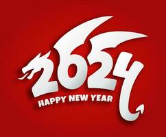 Lycklig ny år 2024 typografi tecken år av de drake zodiaken vektor