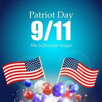 Patriot Day das 11-9 Label, werden wir nie vergessen vektor