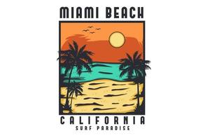 Miami Beach Kalifornien handritad illustration design vektor